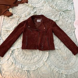 ASOS suede jacket in rust red